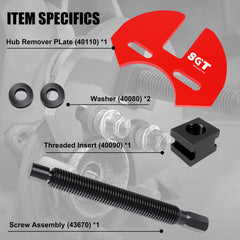 SGT 40100 hub remover screw assembly aligned for operation