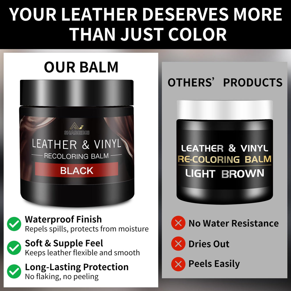 SHABEIBEI leather repair kit dye swatch demonstrates color match and compatibility.