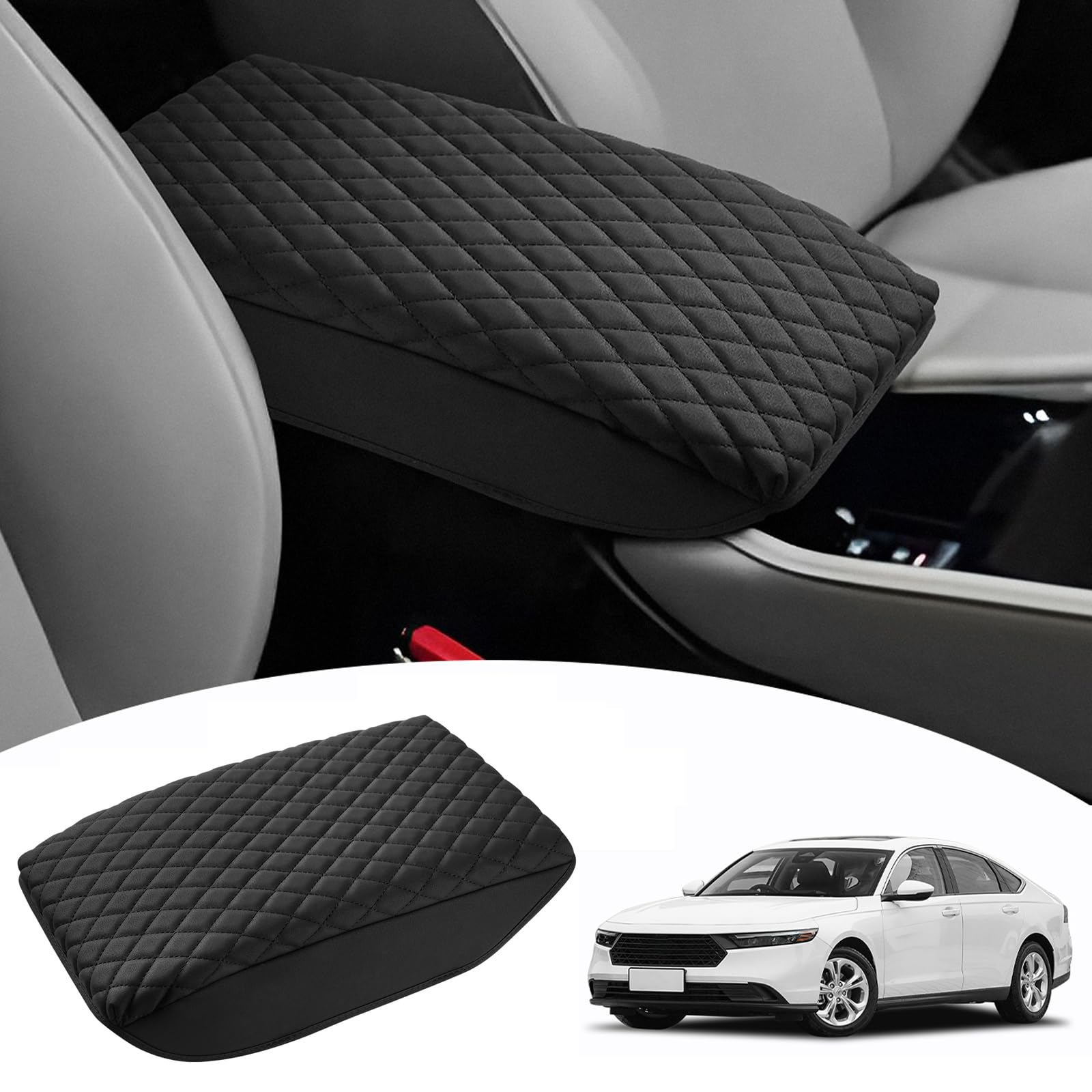 Shademax center console cover on Honda Accord armrest pad reduces wear and scratches