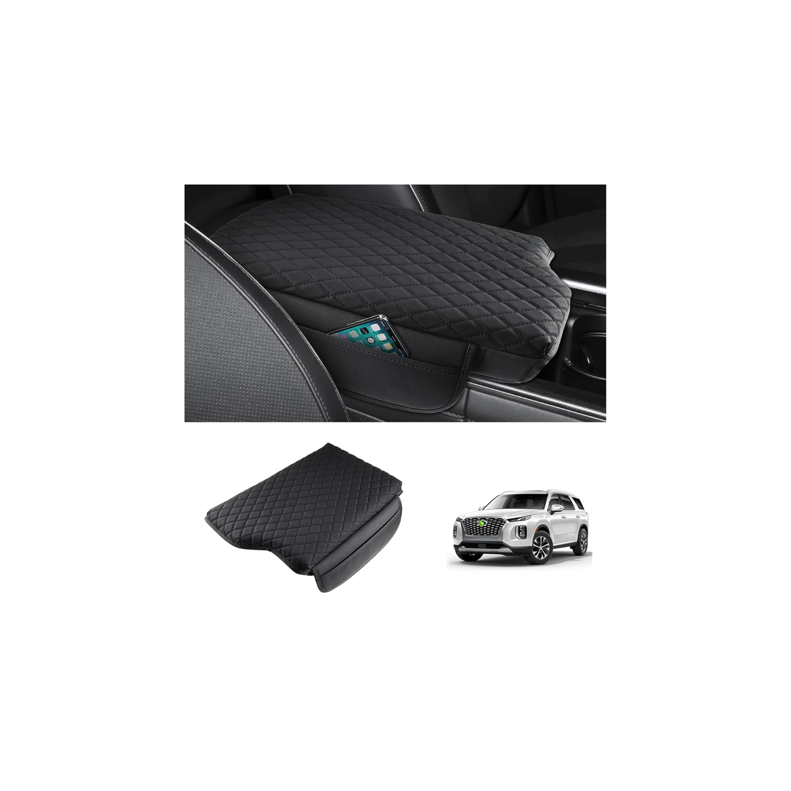 Shademax center console cover for Palisade protects armrest from wear