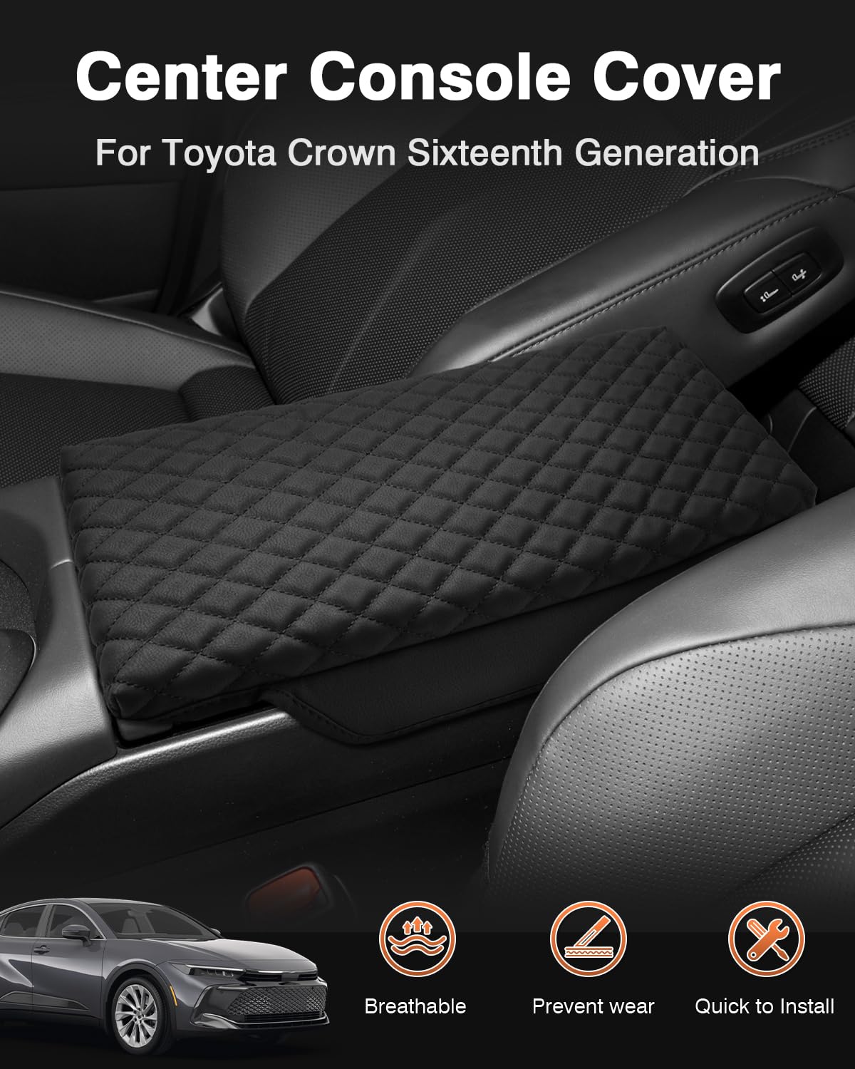 Shademax crown armrest cover cushion adds soft padding for comfortable driving.