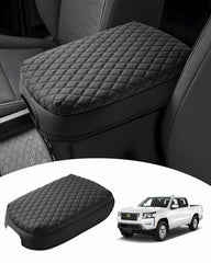 Shademax Frontier center console cover in PU leather; snug fit and OEM-like look.