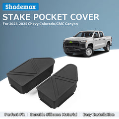 Shademax right-fit stake pocket cover for 2023–2026 Canyon/Colorado; guards bed rail holes.
