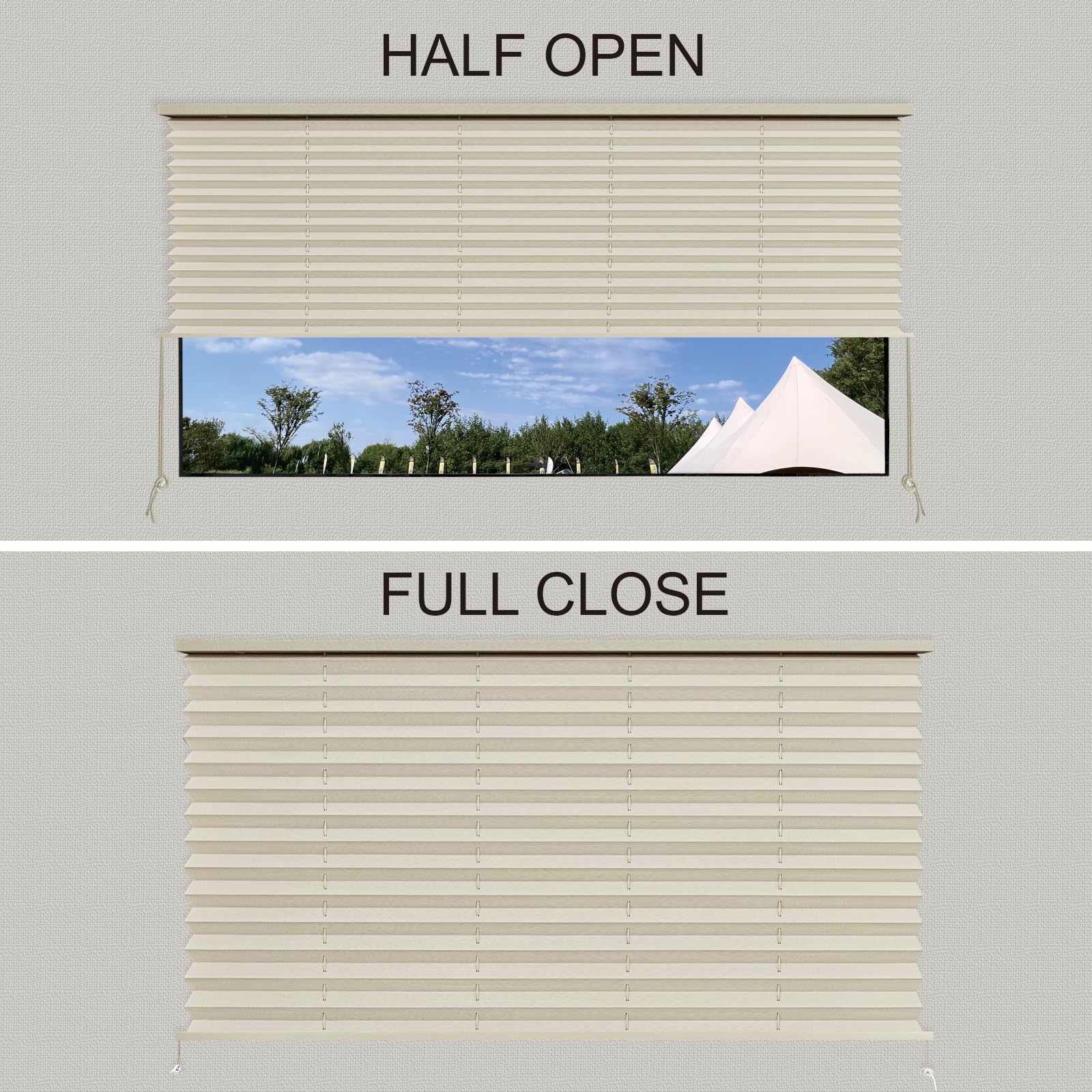SHADEPLUS pleated shade close-up showing soft folds and fabric texture.