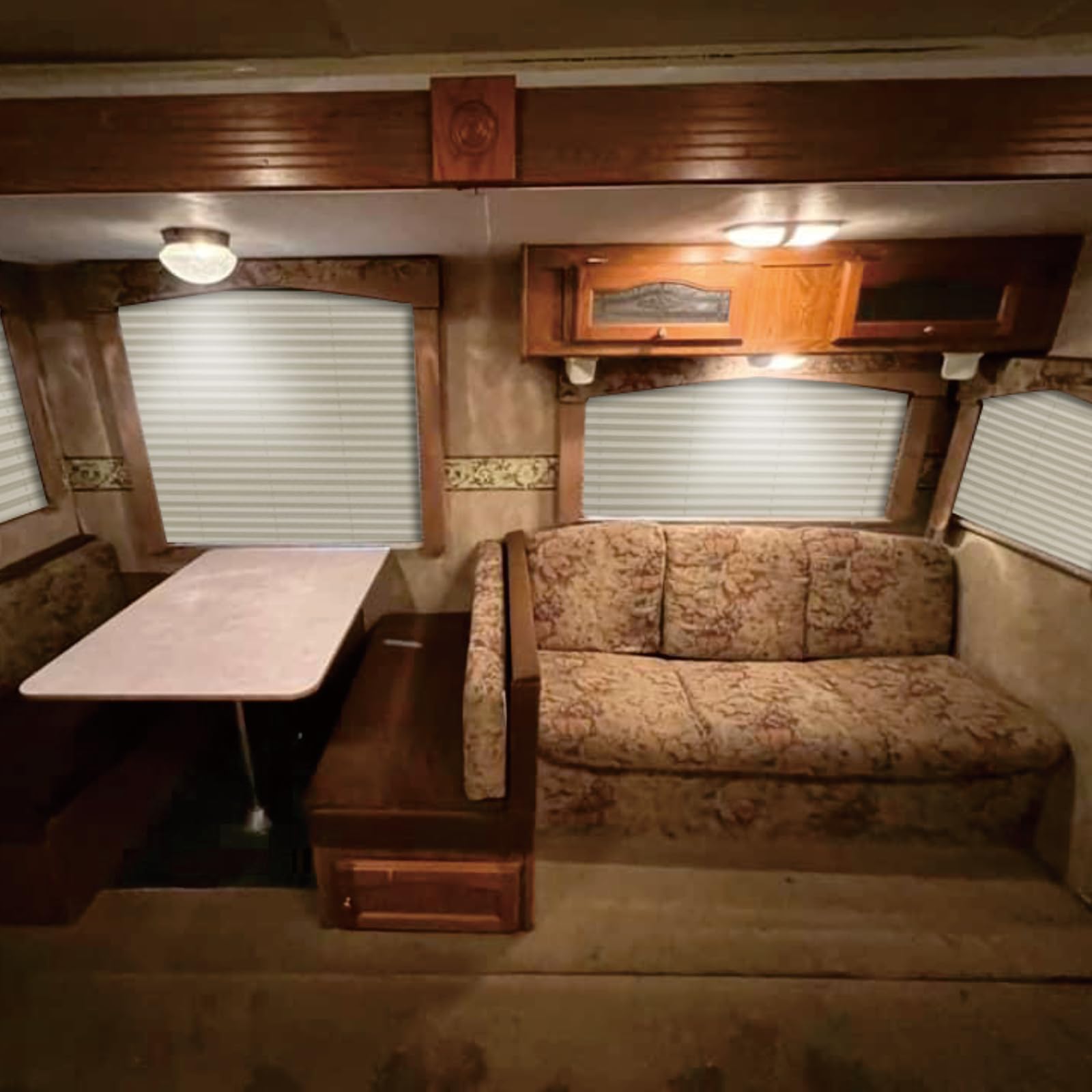 Height-adjusted SHADEPLUS RV pleated shade demonstrates easy operation.