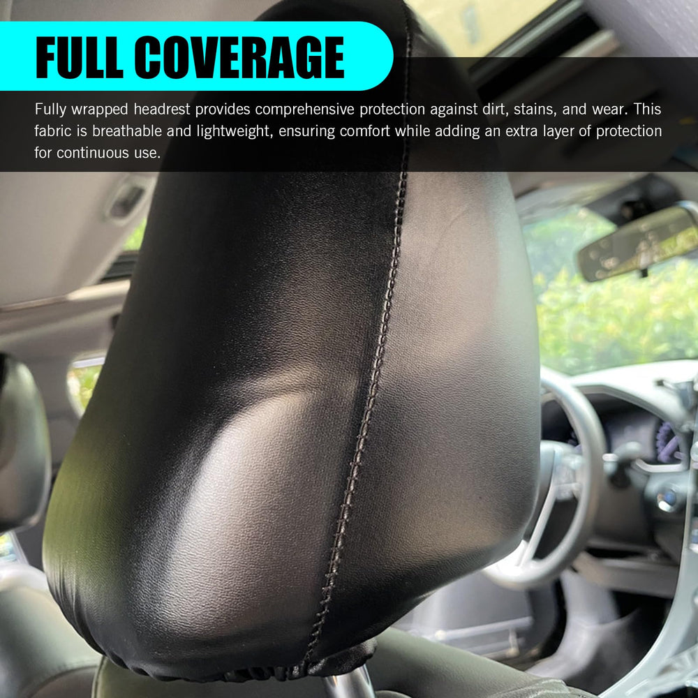 Shakas headrest cover wrapped on car seat for clean, protected surface