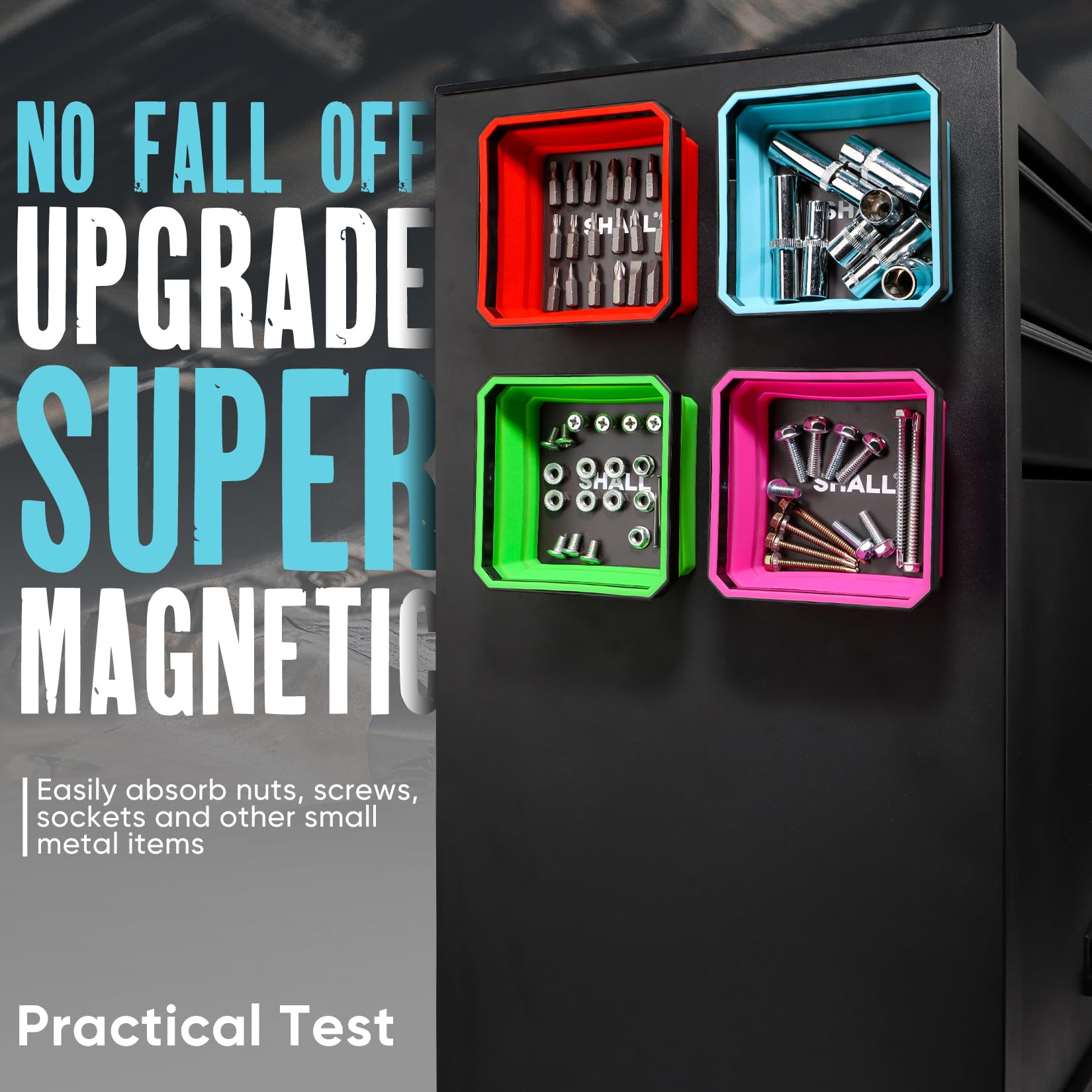 SHALL green color-coded tray streamlines parts separation on busy projects.