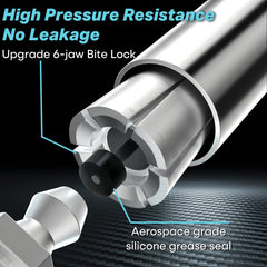 SHALL grease gun coupler compatible with 1/8in NPT fittings and common standards.