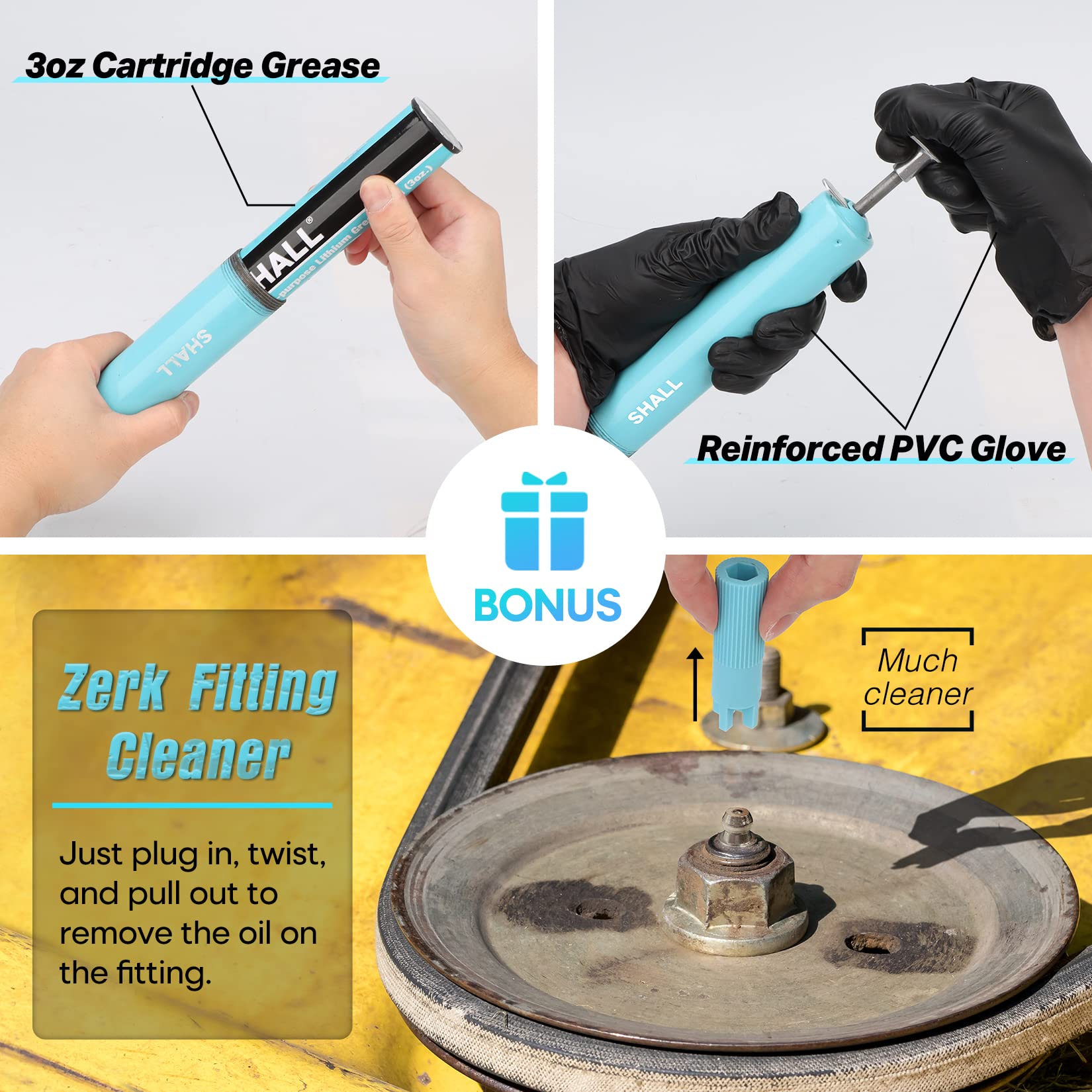 Shall mini grease gun kit sharp nozzle for precise injection