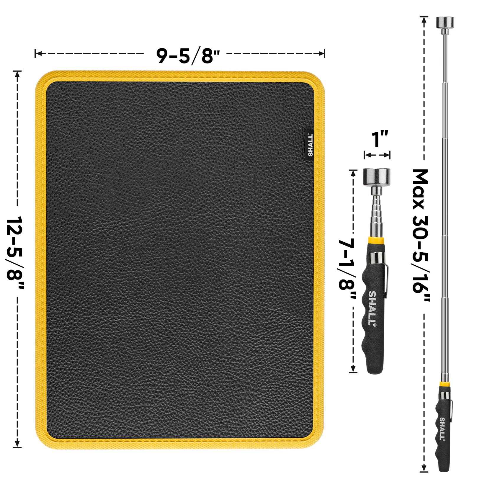 SHALL telescoping-magnetic-pickup-tool extended to reach tight spaces for dropped items.