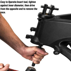 Shanrya bearing race puller operating from opposite end for easy removal.