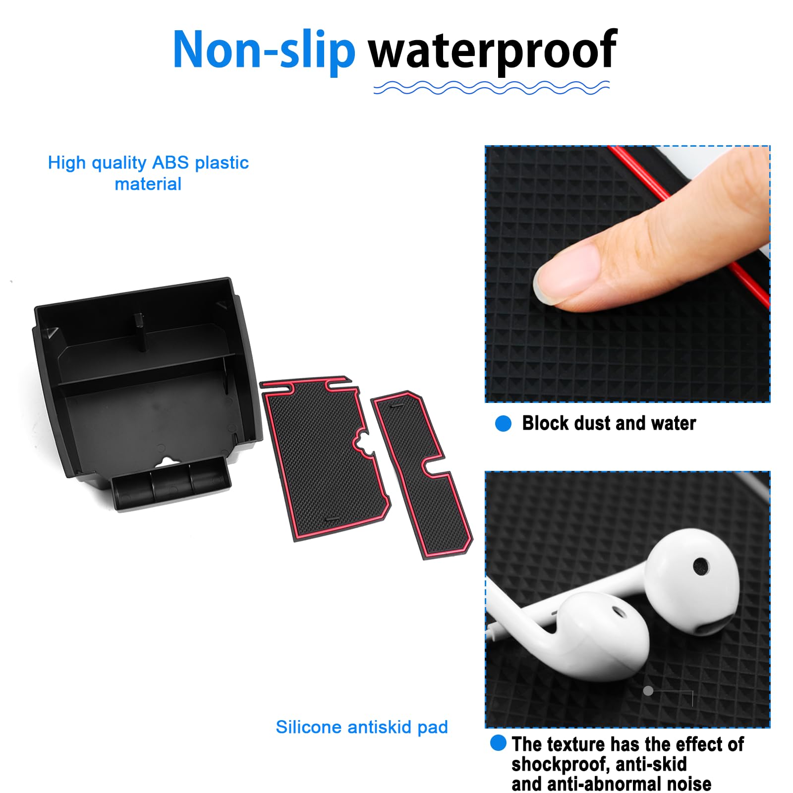 Non-slip pads keep phones and keys secure in SHAOHAO tray