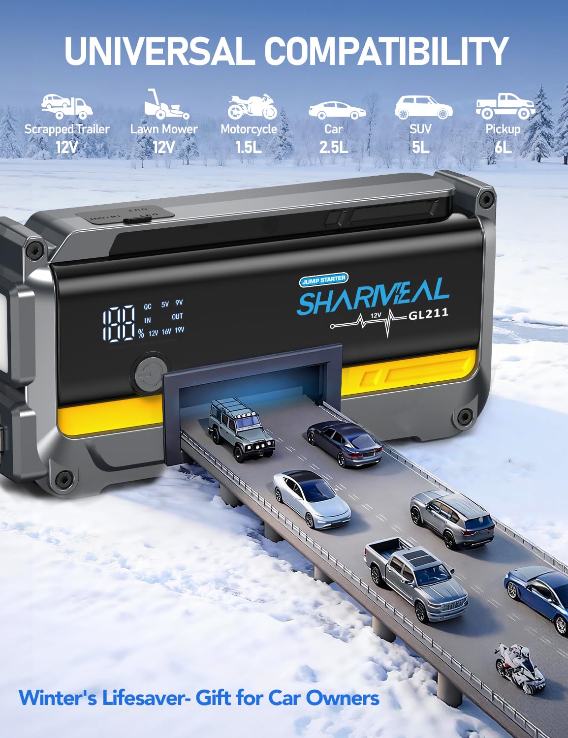 Sharmeal 7000A 12000mAh power bank charges devices on the go.