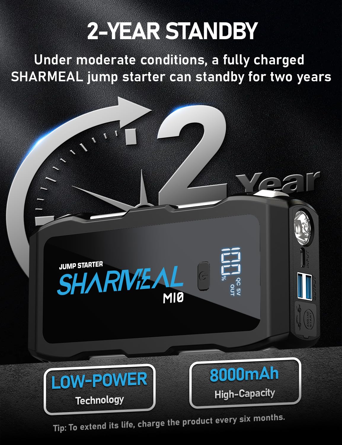Sharmeal Jump Starter 5000A package contents include core accessories