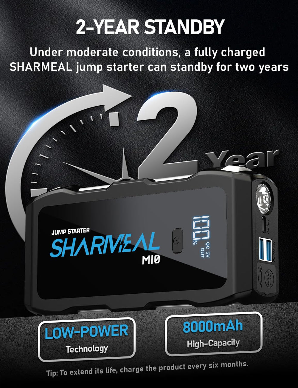Sharmeal Jump Starter 5000A package contents include core accessories