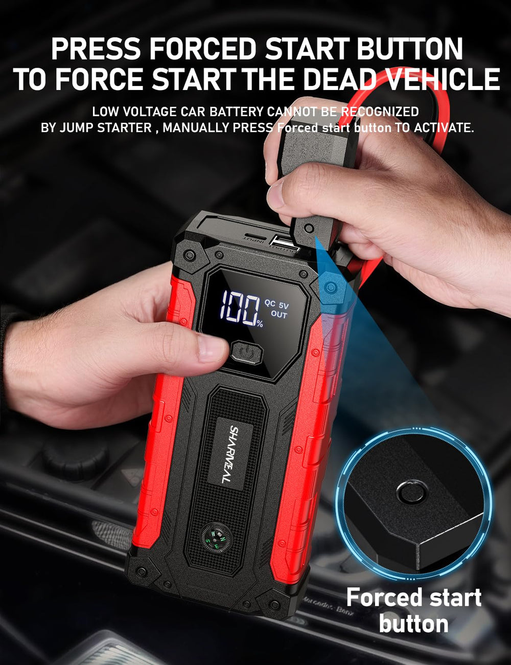 Sharmeal 7000A PD port shown with fast charging capability for devices.