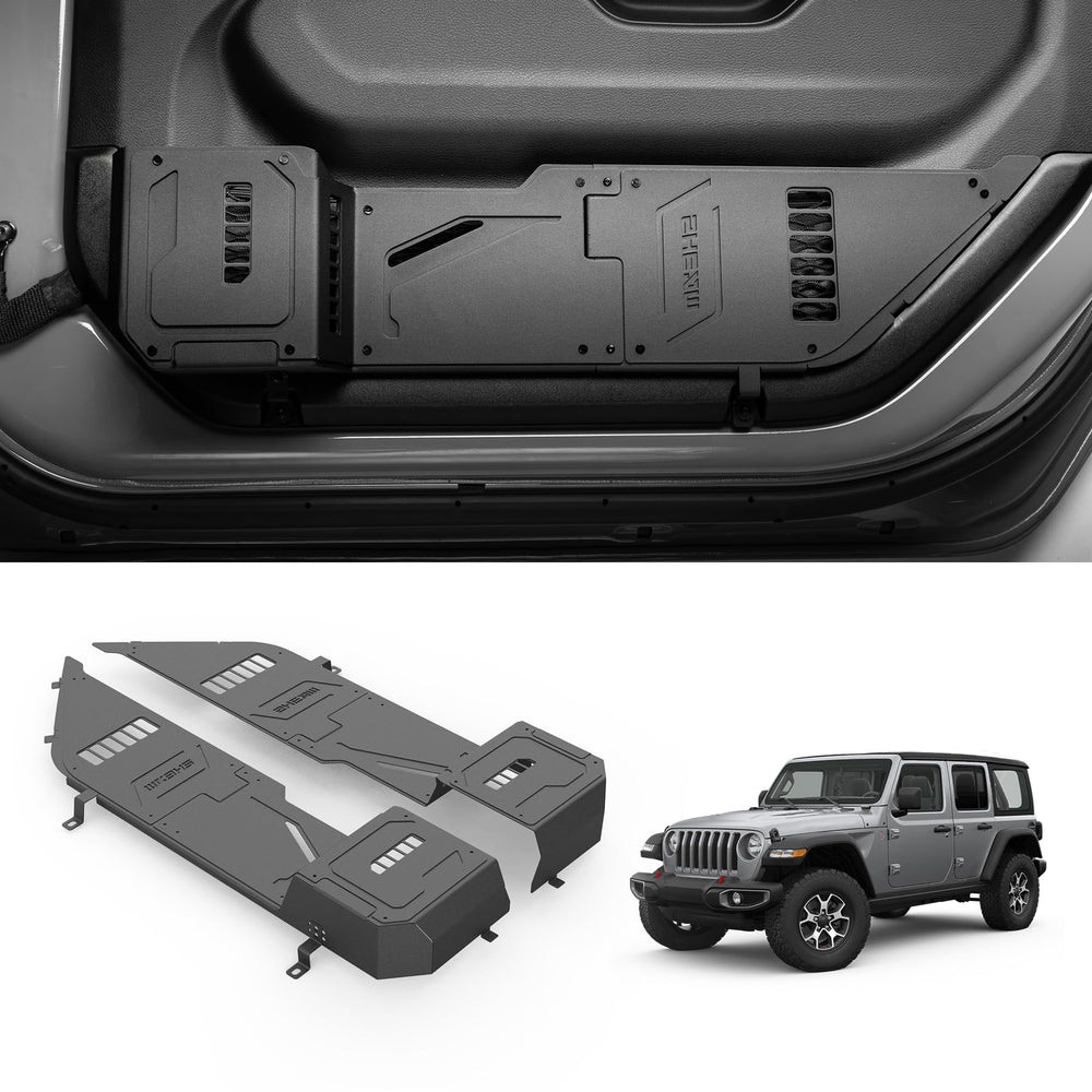 SHEAM metal front door pocket for Jeep Wrangler adds organized storage.