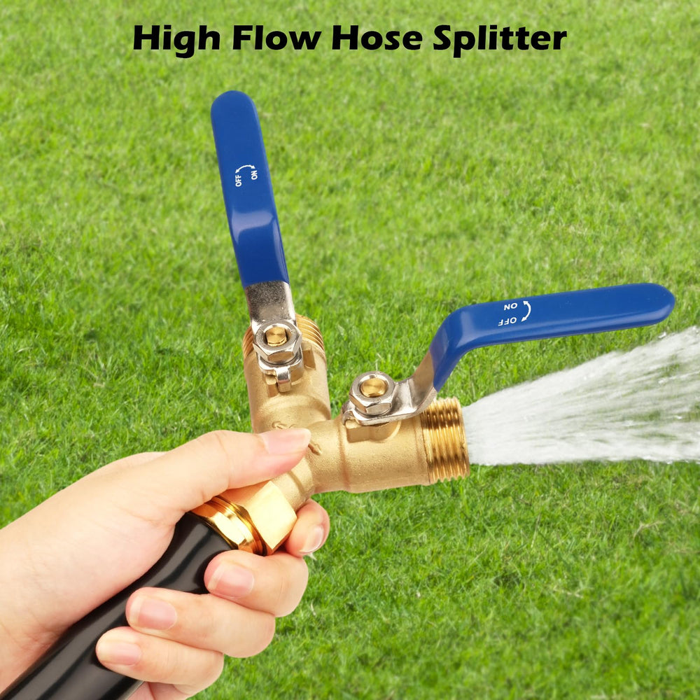 SheeChung heavy-duty brass hose splitter built to withstand outdoor conditions