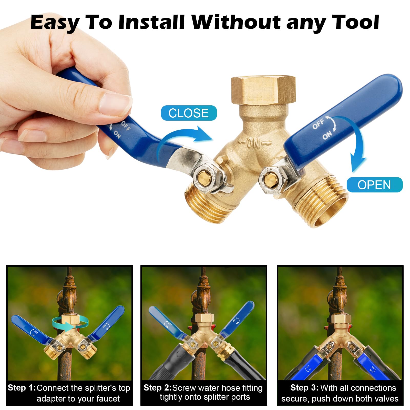SheeChung hose splitter 3-4 inch GHT thread ensures universal faucet compatibility