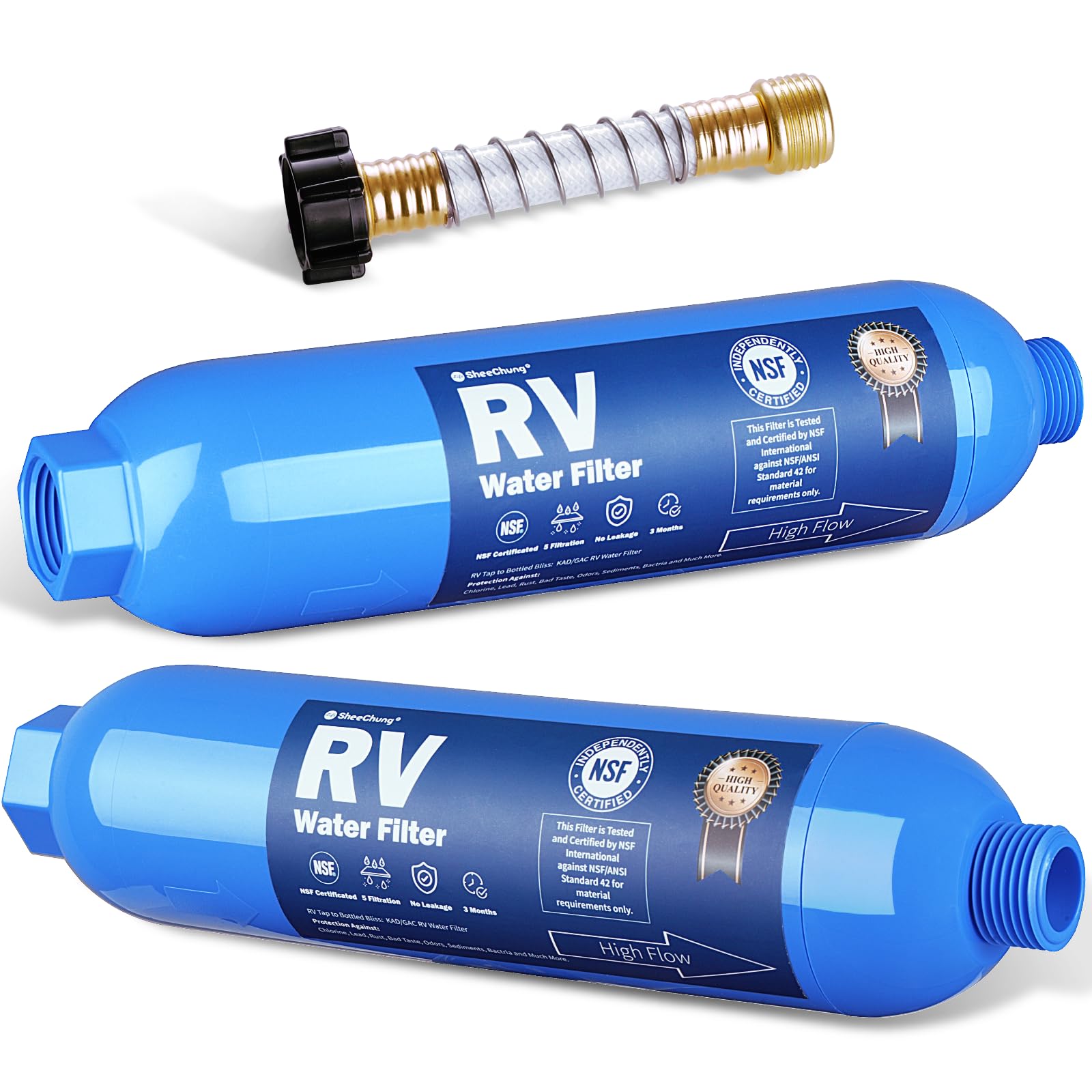 SheeChung RV water filter assembly with inline connection for clean water