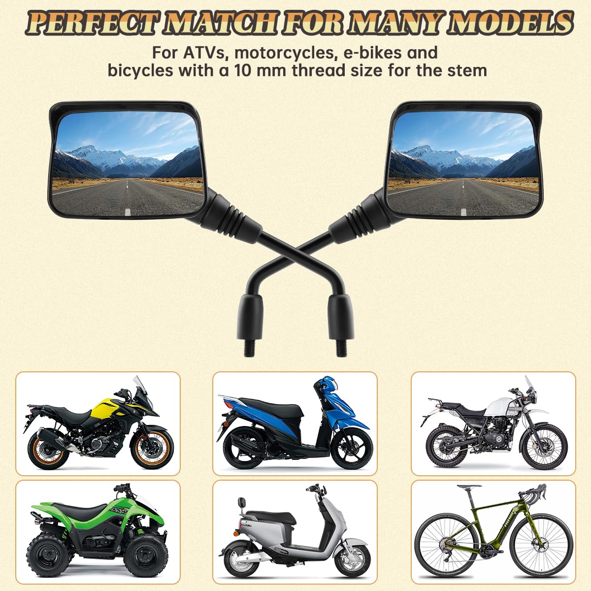 SHEJISI 7-8 inch adapter included ensures universal fit on most handlebars