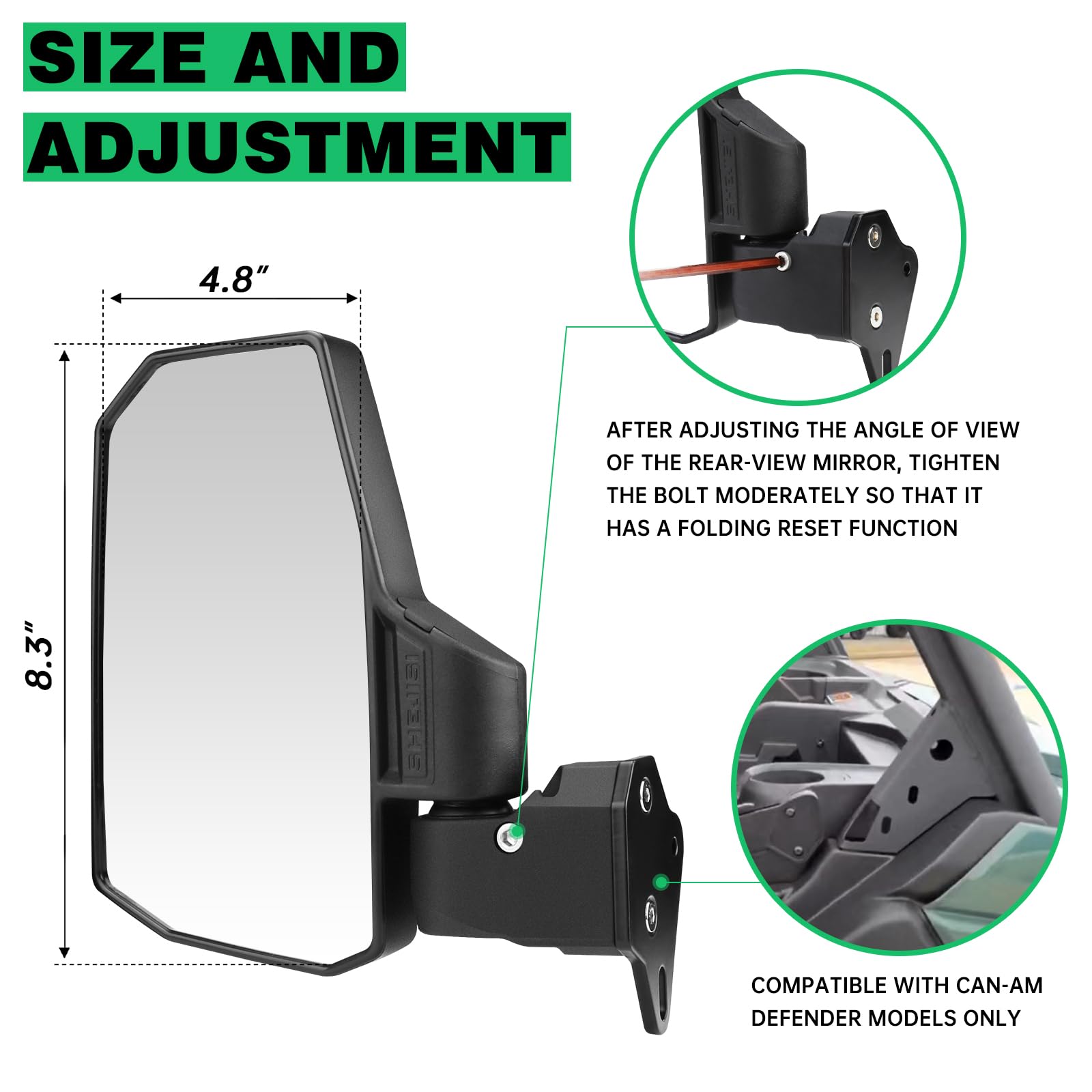 SHEJISI Defender doorless installation shown with two bolts secured