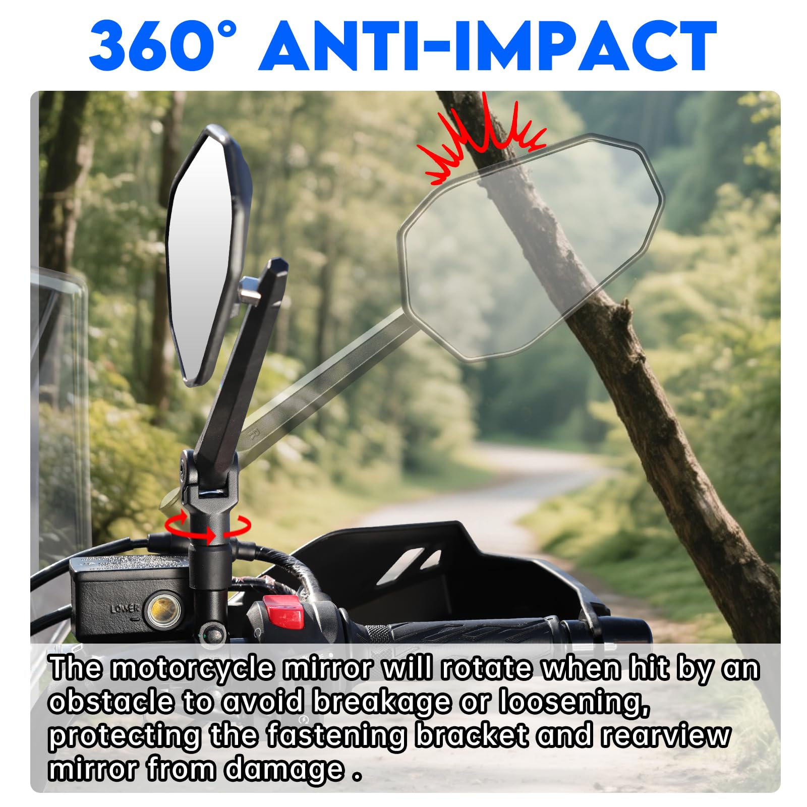 SHEJISI anti-glare convex mirror offers a wider, clearer rear view.
