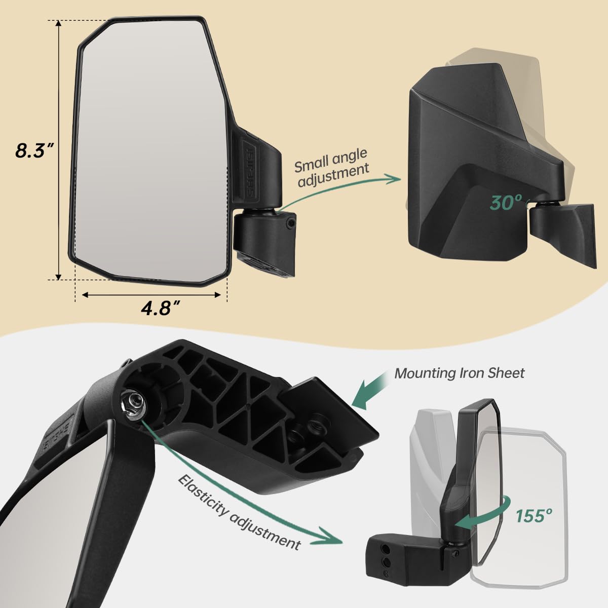 SHEJISI Ranger installation kit includes two mounting parts for mid-size and full-size vehicles.