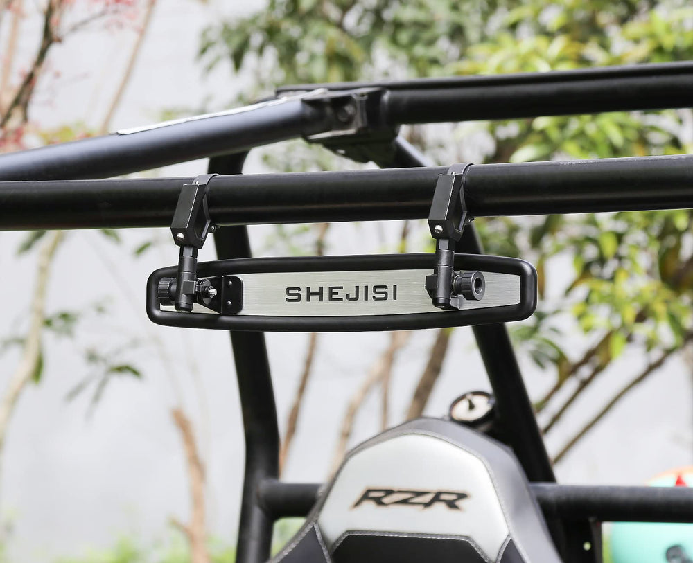 SHEJISI UTV mirror features adjustable angle for optimal viewing from various seating positions.