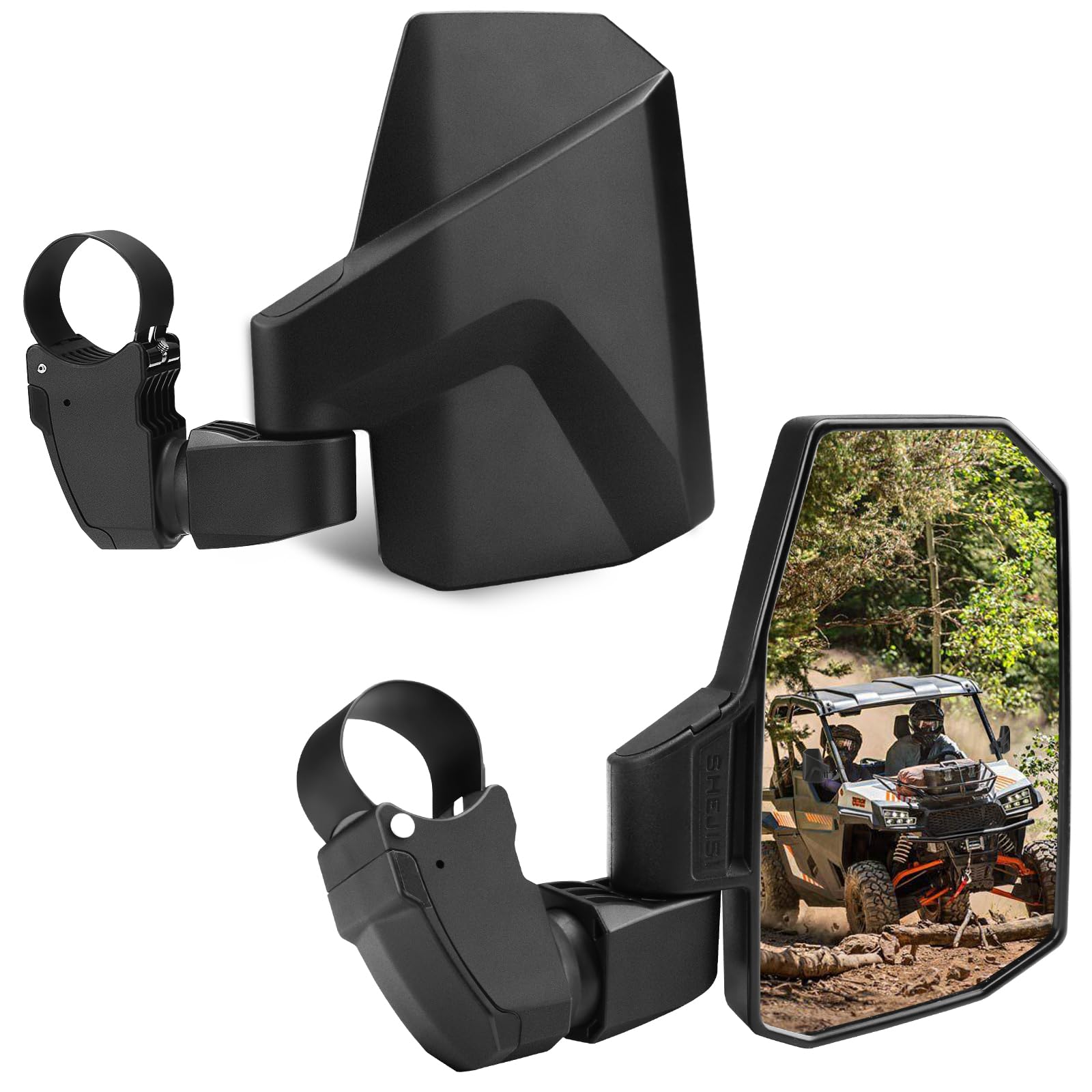 SHEJISI UTV mirrors demonstrate spring-back action for quick realignment