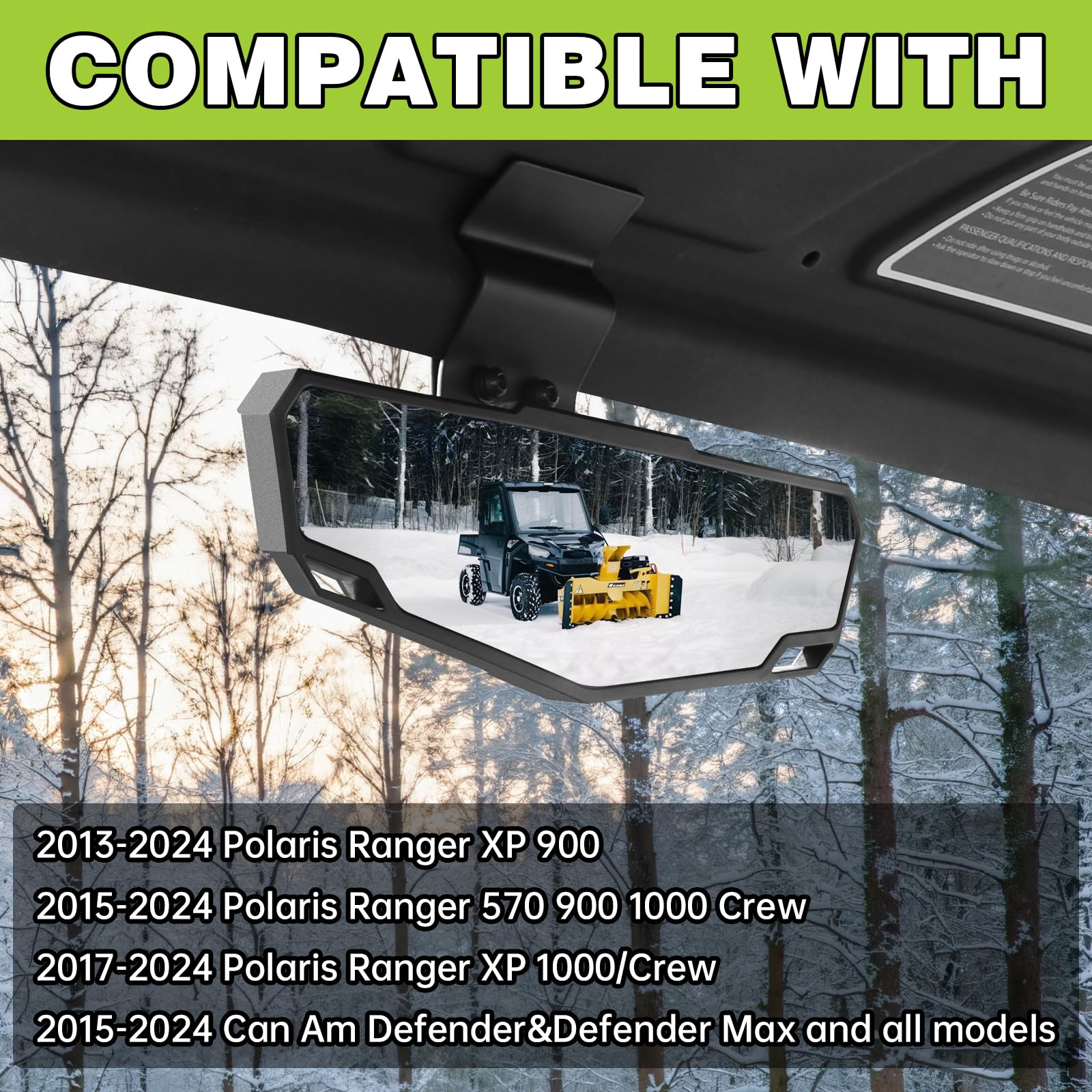 SHEJISI UTV rear view mirror for Polaris Ranger demonstrates easy setup and quick sightline
