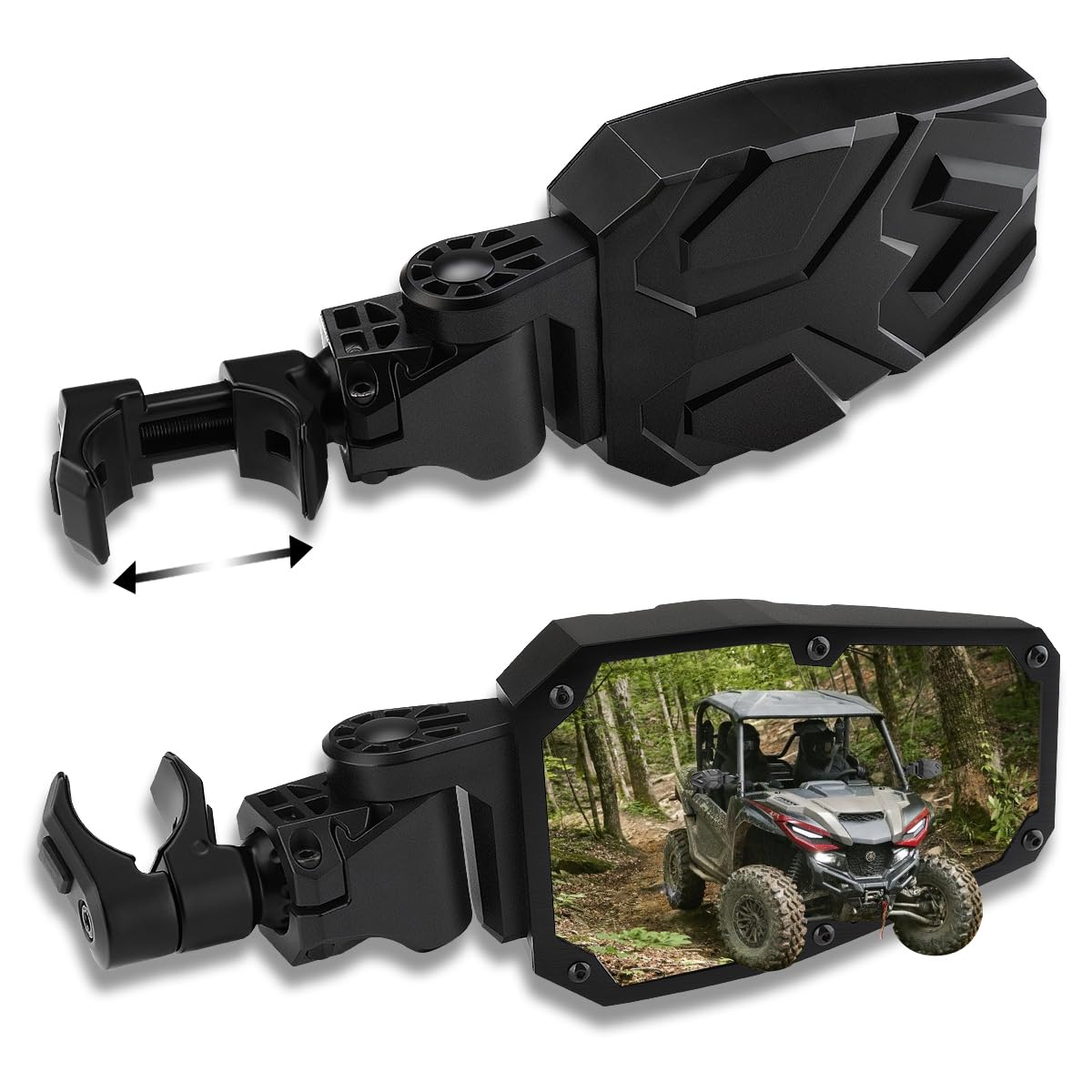 SHEJISI UTV side mirror auto folding in action for obstacle avoidance