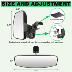 SHEJISI UTV side mirror folded position shows spring-return ease of use.