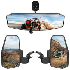 SHEJISI UTV side mirror left view enhances rider visibility on rugged trails.