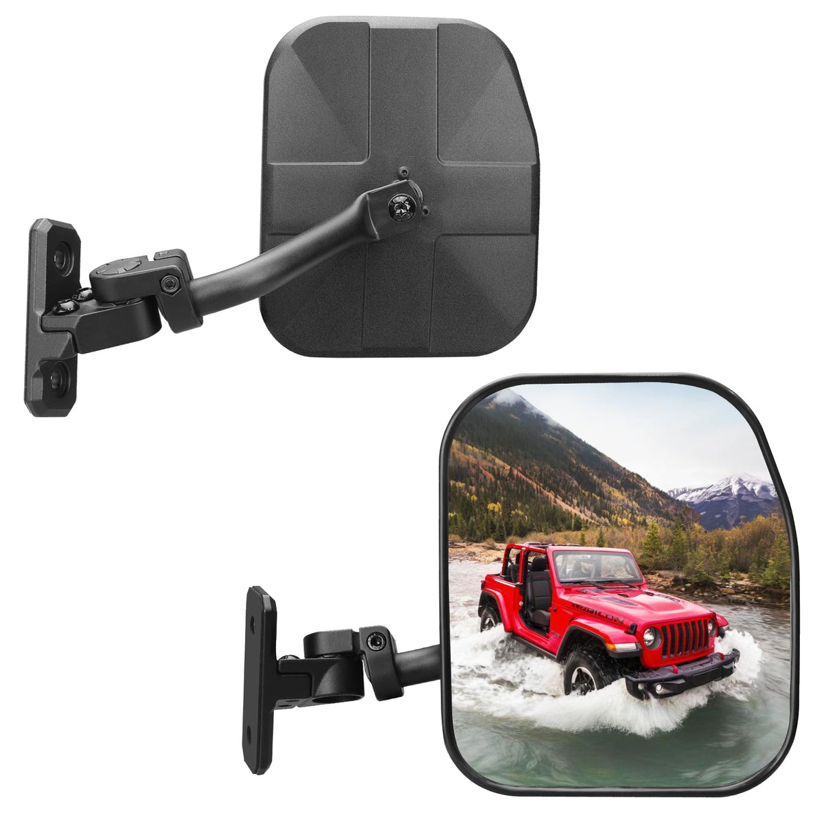 SHEJISI Wrangler mirrors folding mechanism for obstacle clearance.