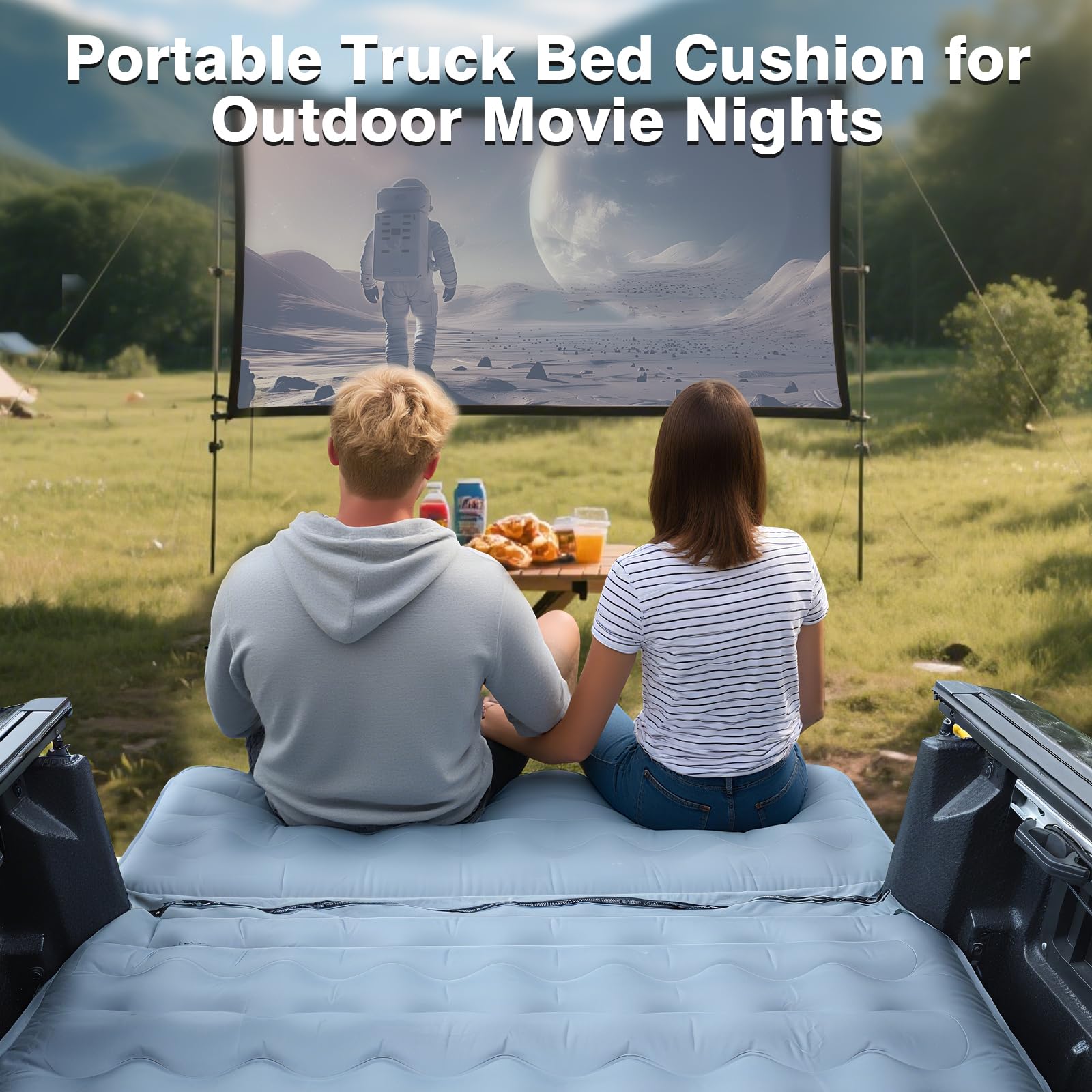SHENKENUO tailgate extension offers a stable backrest and extended lounging space.