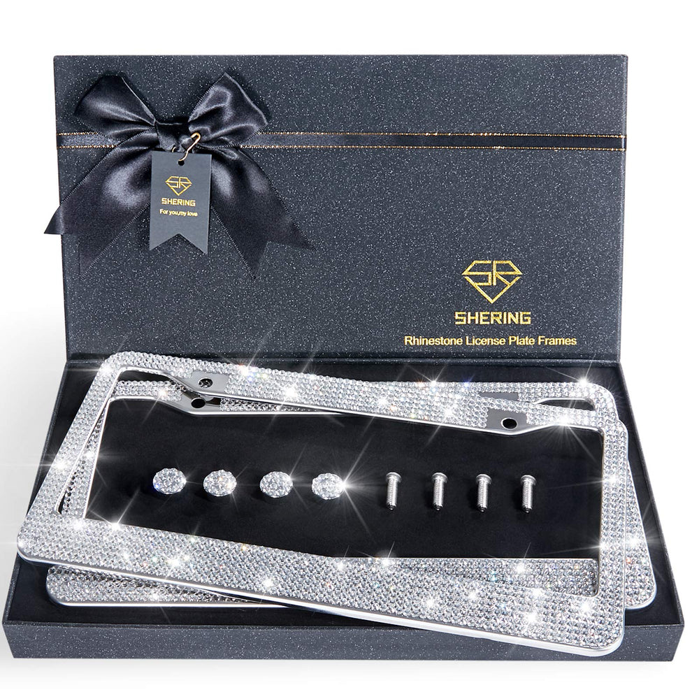 Shering Bling license plate frame sparkles in sunlight for stylish appeal