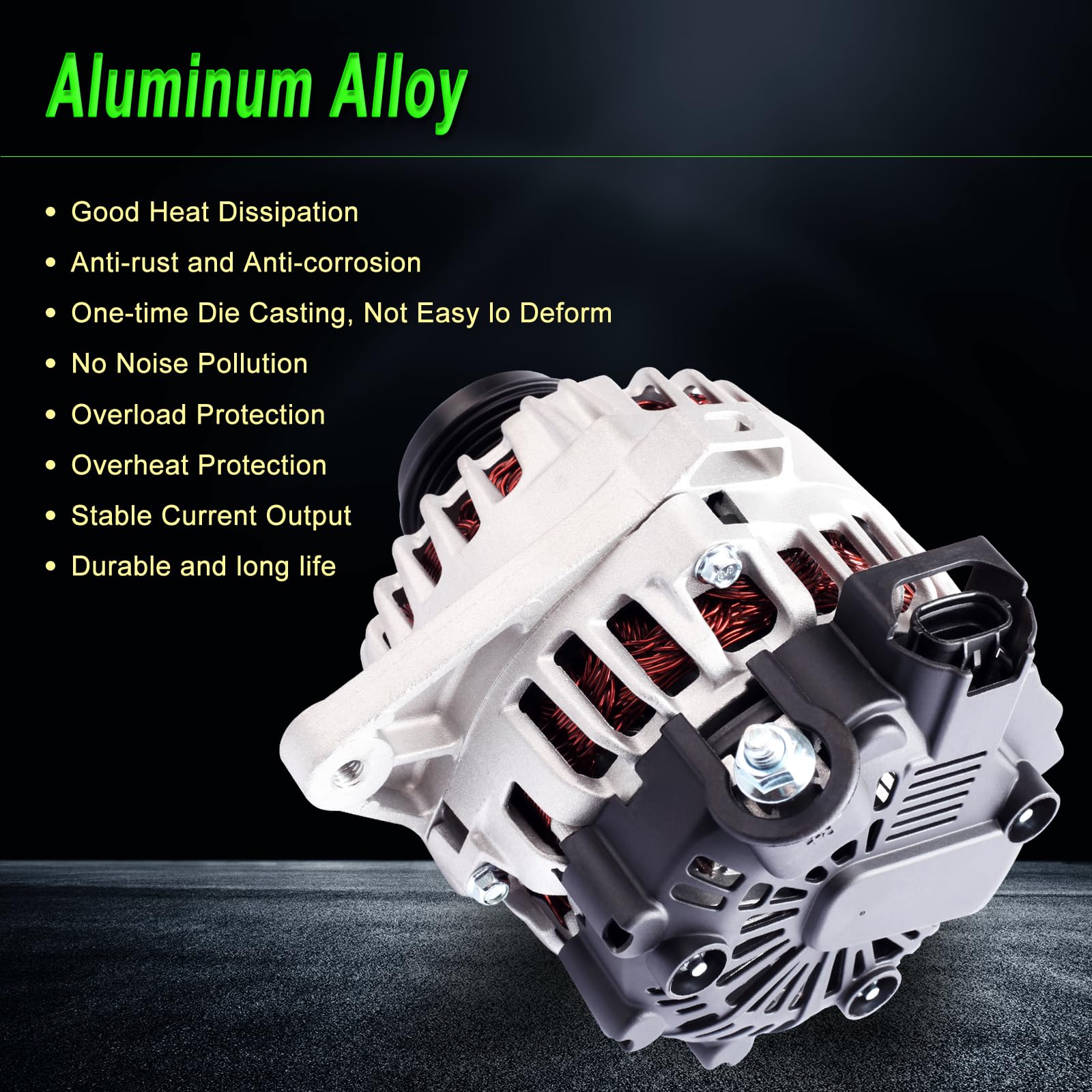 SHICHU brand label on alternator confirms authentic replacement product.