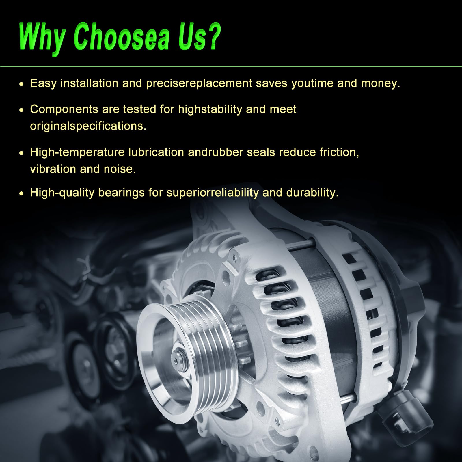 SHICHU alternator in engine bay fitment shows broad compatibility across Honda and Acura models.