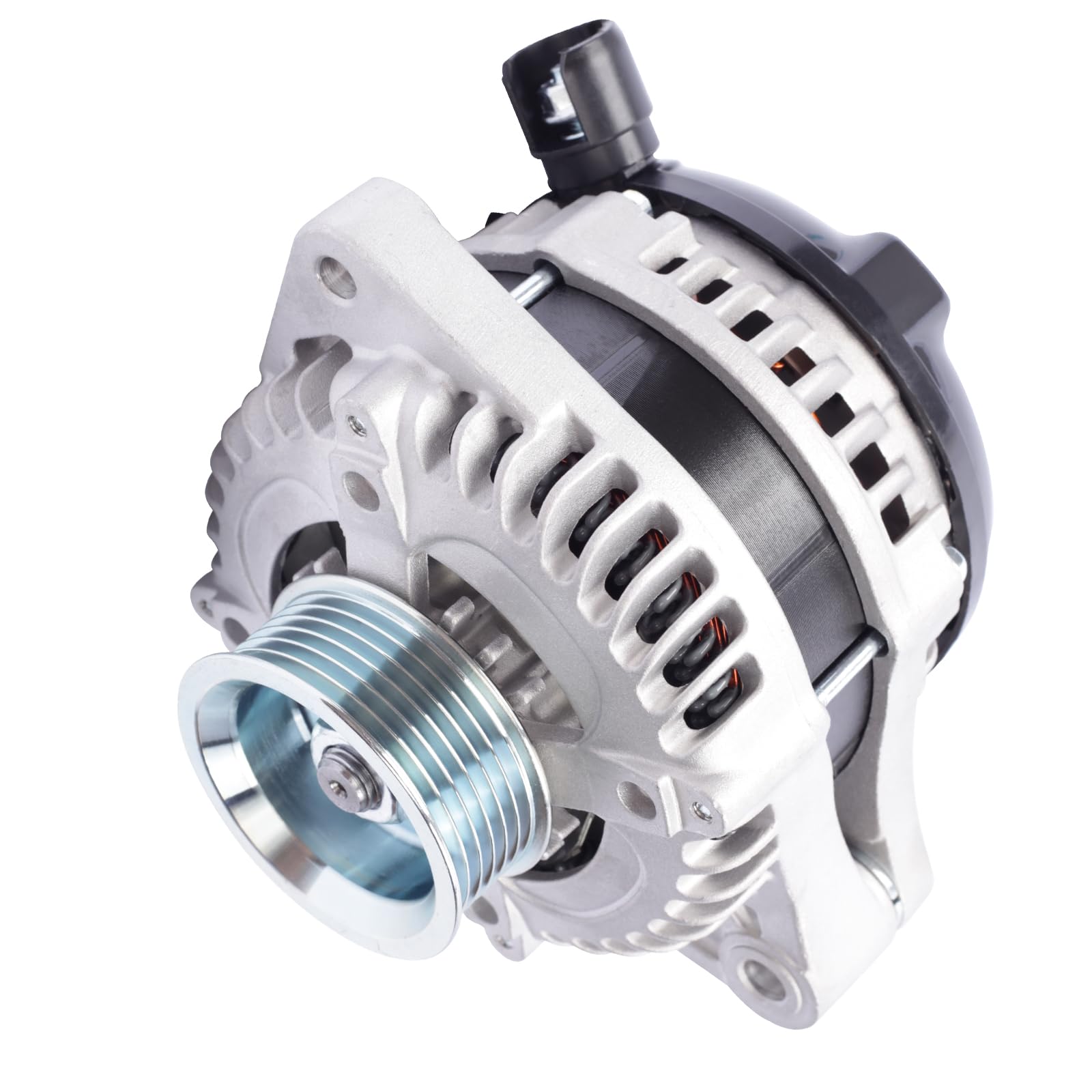 SHICHU alternator front view showing sturdy build for reliable vehicle power.