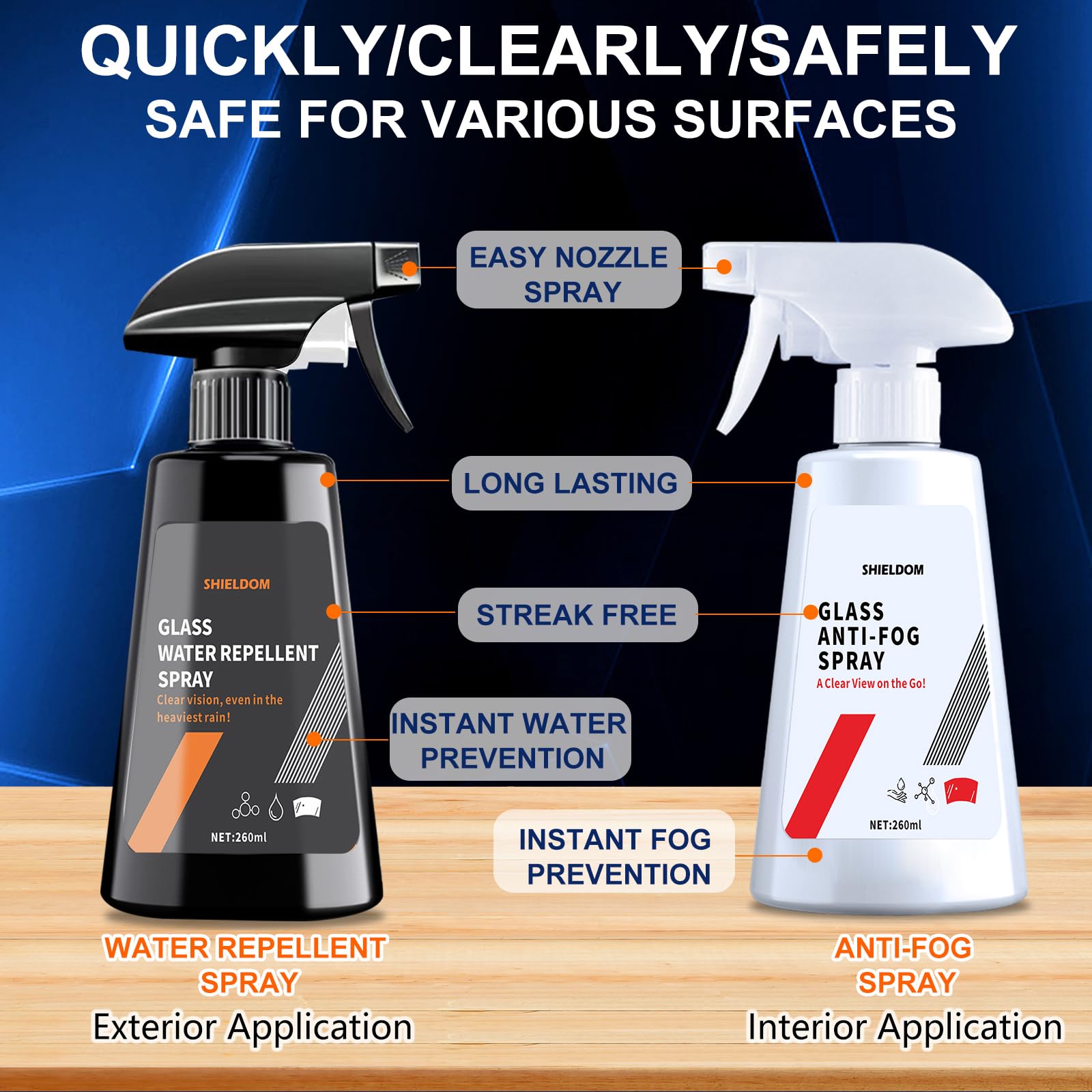 Shieldom rain repellent spray on glass helps keep visibility in rain.