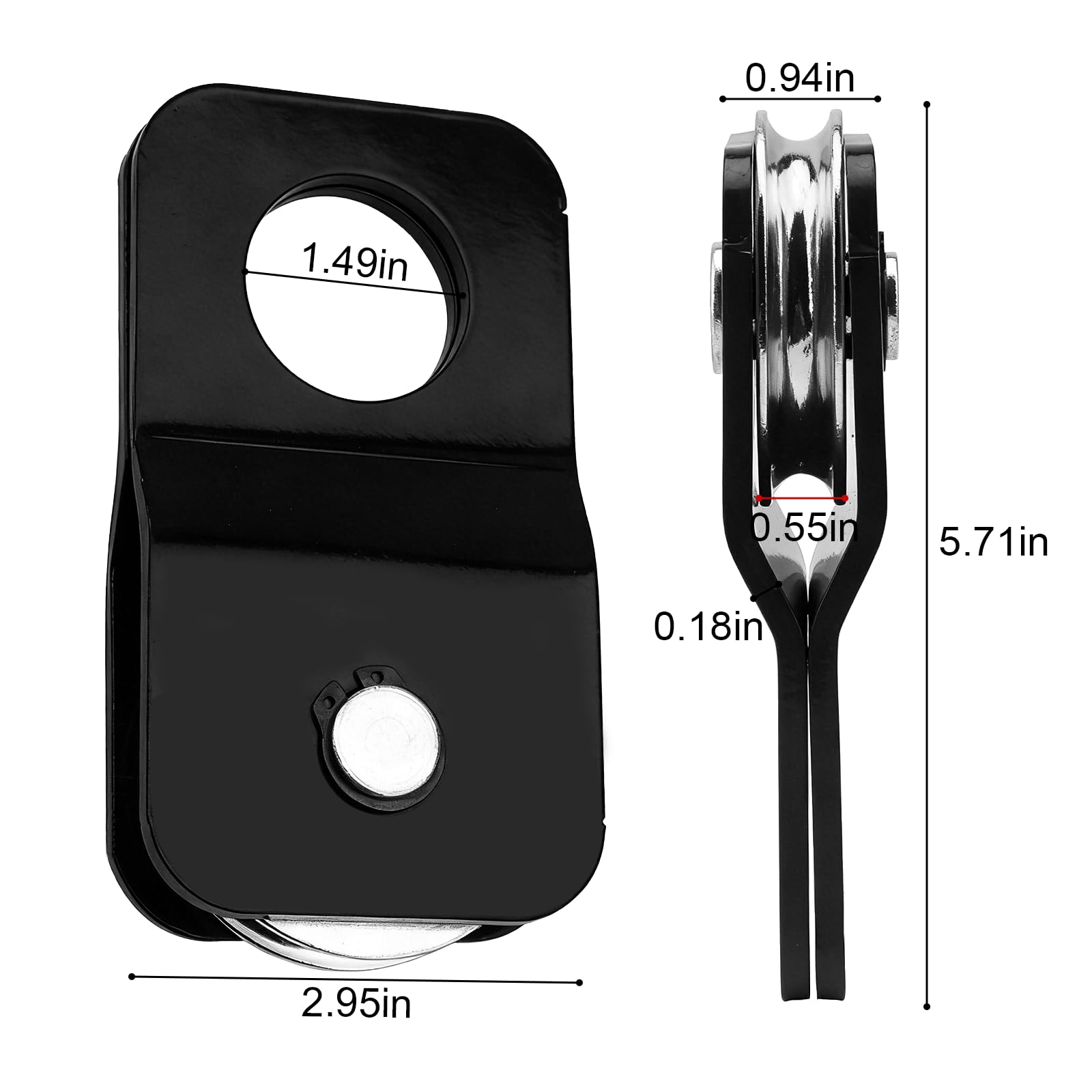 Shiguan Winch Snatch Block 8000lbs pulley wheel enables smooth angled pulls.