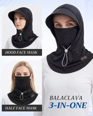 Shihanee balaclava hood close-up drawstring demonstrates adjustable fit for comfort.