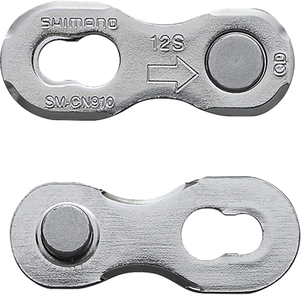 Close-up of Shimano XTR quick links showing durable nickel-plated construction.