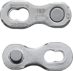 Close-up of Shimano XTR quick links showing durable nickel-plated construction.
