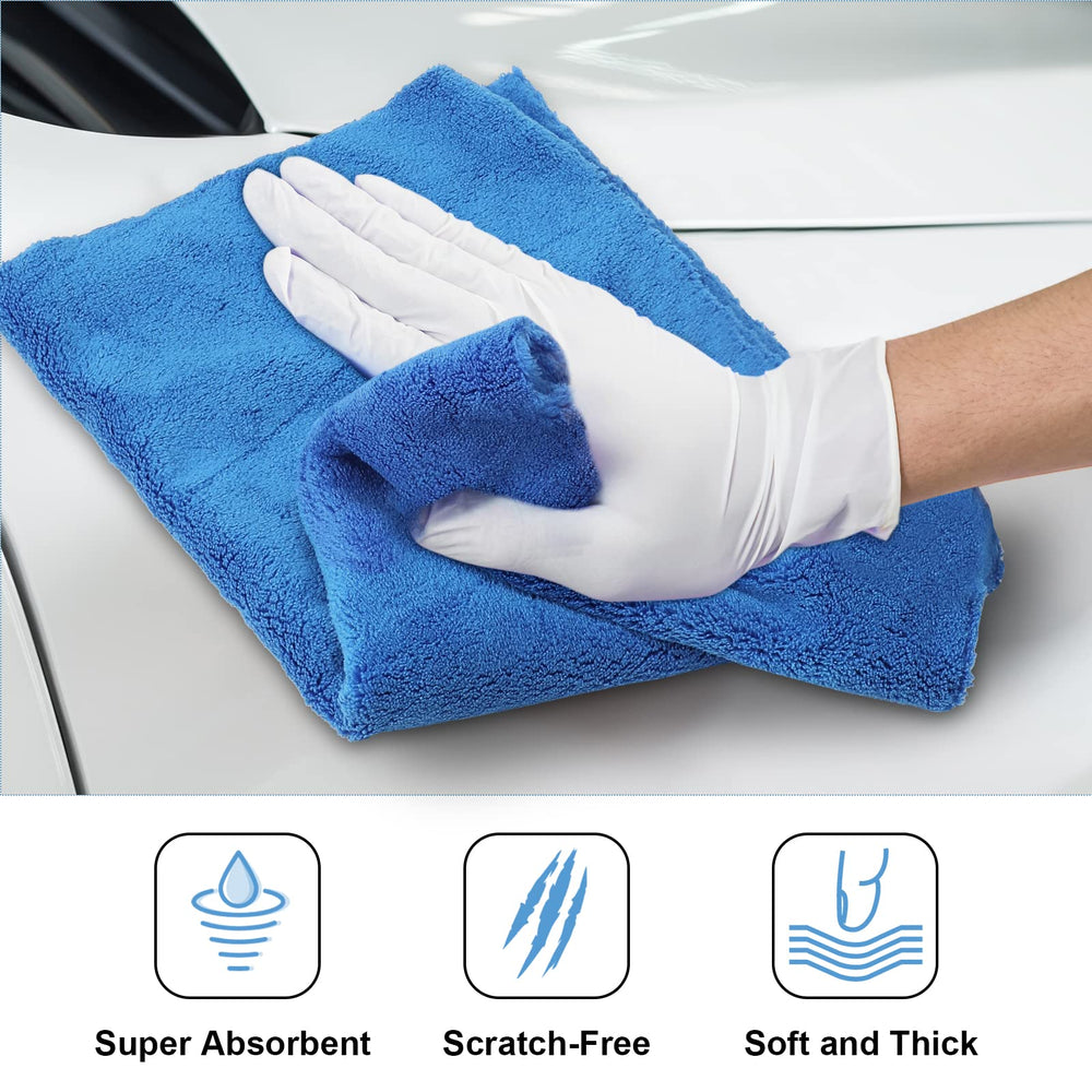 Shimeyao dark blue microfiber towels ready for indoor and outdoor cleaning tasks.
