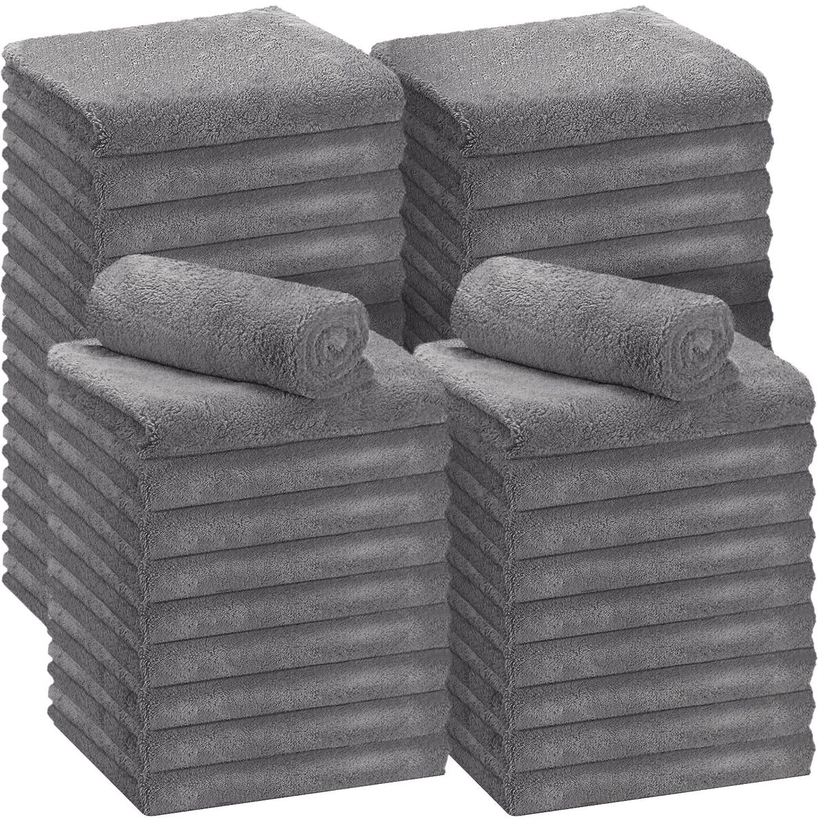 Shimeyao microfiber towels in gray, 16x16 inches, edgeless for scratch-free car detailing.