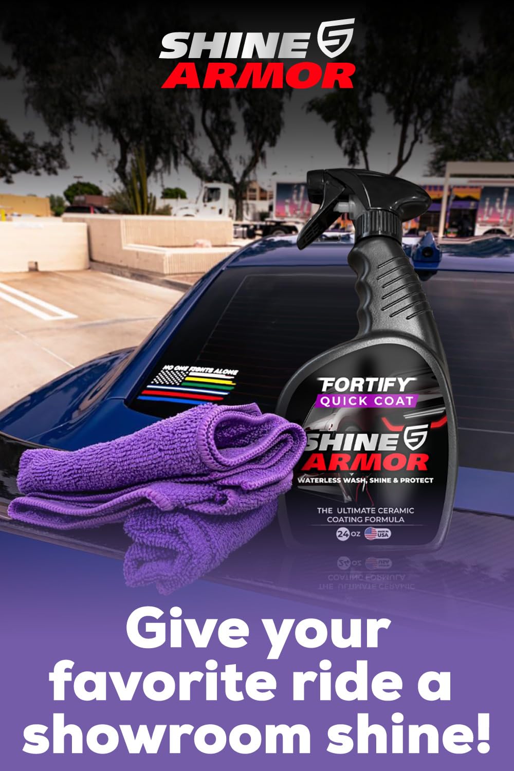 SHINE ARMOR mirror-like gloss with water beading on freshly coated car