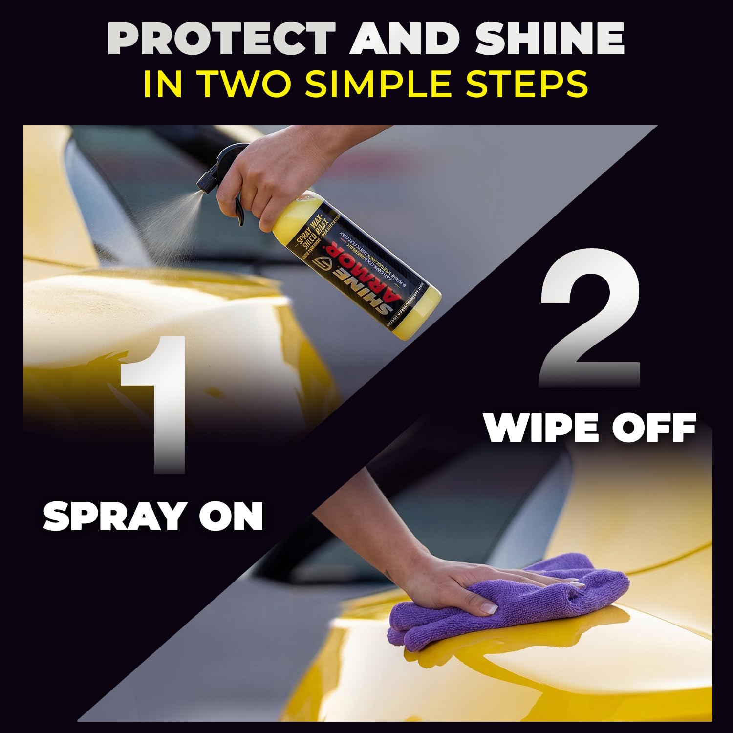 SHINE ARMOR motorcycle spray wax provides protective gloss on metal and plastics.