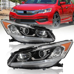 SHINESELL projector headlight for Honda Accord 2016-2017, driver-side with chrome housing for OE-like look.